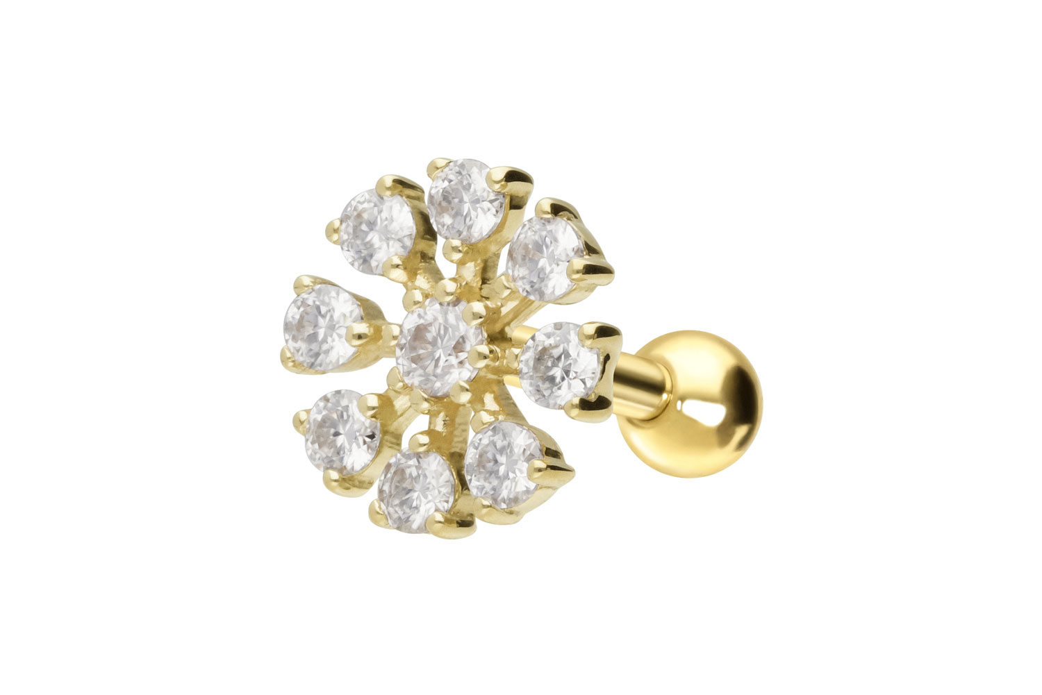 18 Karat Gold Ohrpiercing MOISSANIT-BLUME